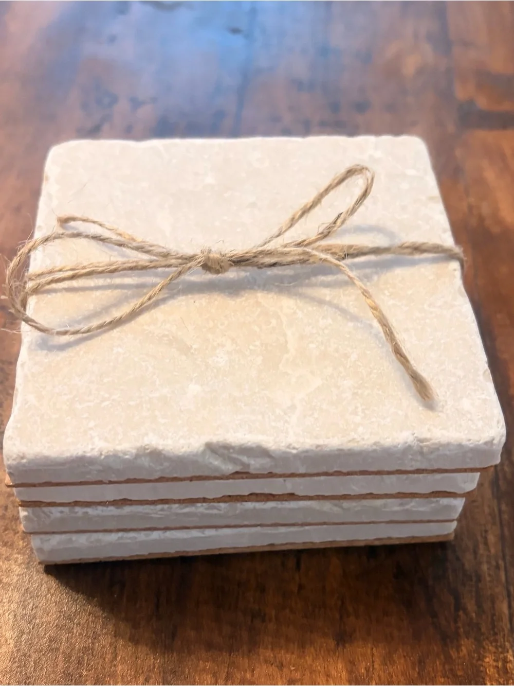Natural Stone Coasters - Cream Square Set